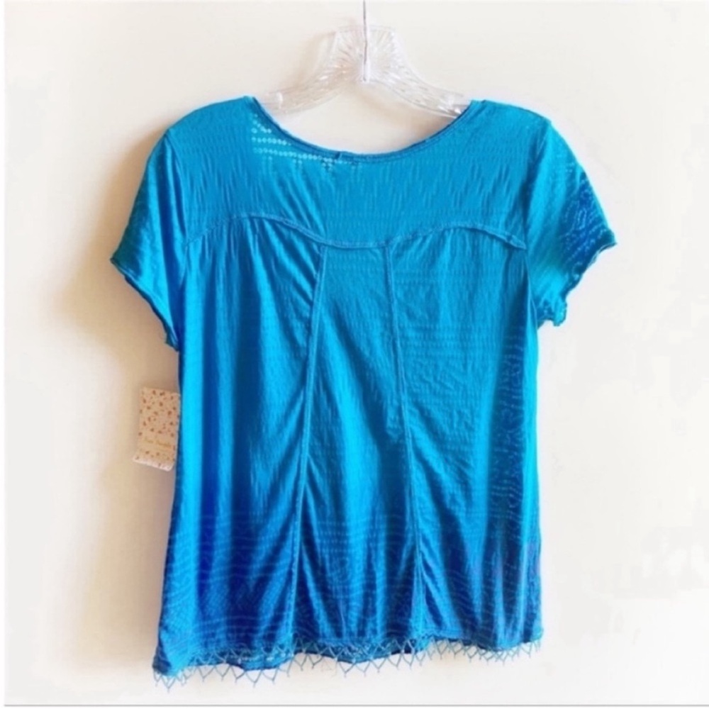 Free People Shibori shirt blue ombré burnout beaded sheer - Picture 10 of 11